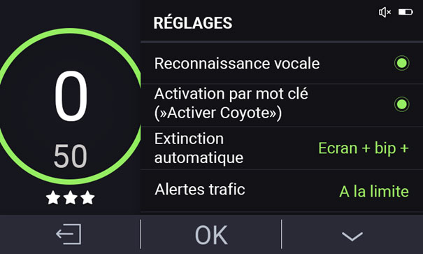 menu réglages
